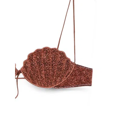 Oseree Lumiere Shell Bikini Set In Brown