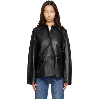 Totême Paneled Textured-leather Jacket In Black