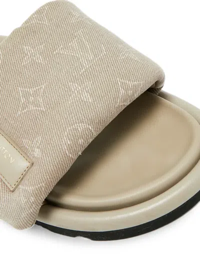 Pre-owned Louis Vuitton Monogram Slides In Neutral