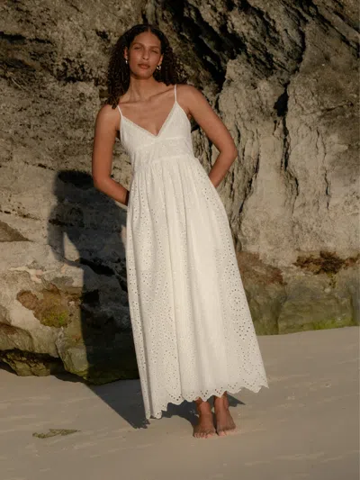 French Connection Trini Eyelet Sleeveless Flared Maxi Dress In White
