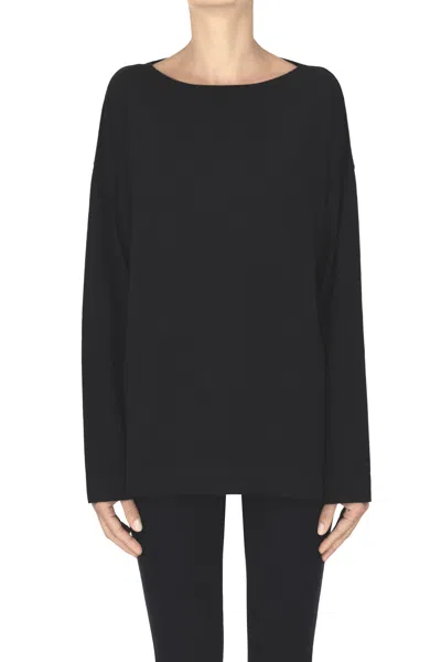 Base Milano Linen Cotton Pullover In Black