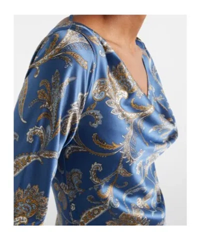 Veronica Beard Ember Long Sleeve Paisley Silk Blend Maxi Dress In Blue