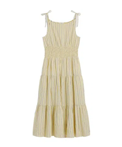 Tommy Hilfiger Tiered Seersucker Midi Dress In Neutral