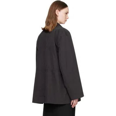 Totême Black Collared Drawstring Jacket In Black