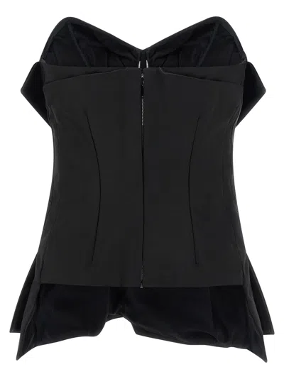 Alexander Mcqueen Black Polyester Silk Top In Black
