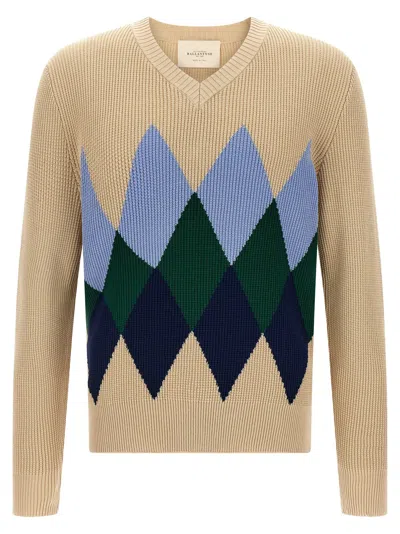 Ballantyne Argyle Pattern Sweater Sweaters And Cardigans Beige In Multi