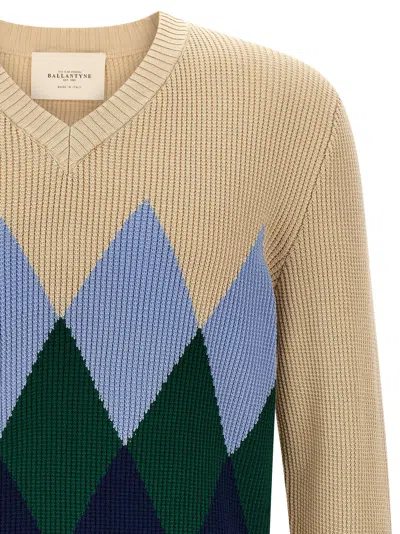 Ballantyne Argyle Pattern Sweater Sweaters And Cardigans Beige In Multi