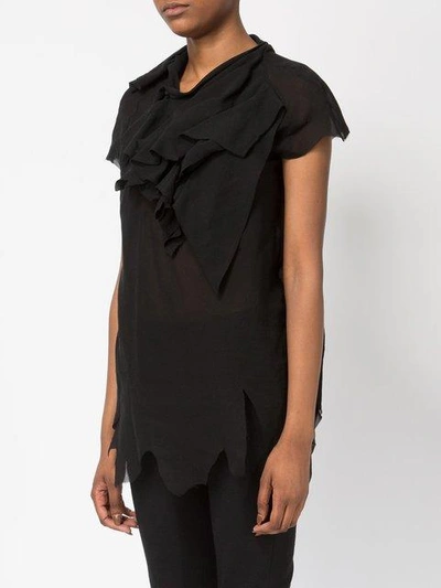 Shop Aganovich Ruffled Front T-shirt In Black