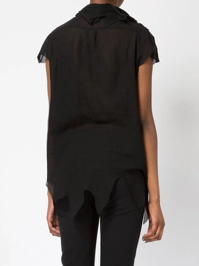 Shop Aganovich Ruffled Front T-shirt In Black