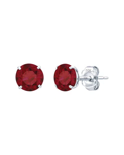 Maxcolor 14k 1.90 Ct. Tw. Lab-grown Ruby Stud Earrings In Metallic