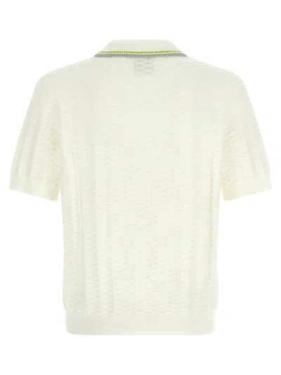 Casablanca Tennis Boucle Polo Shirt In White