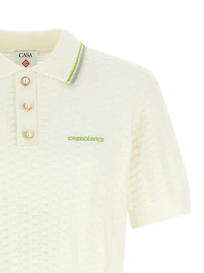 Casablanca Tennis Boucle Polo Shirt In White