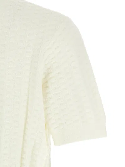 Casablanca Tennis Boucle Polo Shirt In White