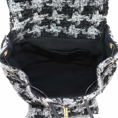 Pre-owned Chanel Black Gray Tweed Leather Backpack () In Multi
