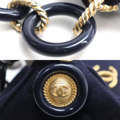 Pre-owned Chanel Navy Wool Leather Shoulder Bag () In Blue