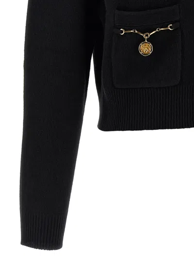 Chloé Cardigan En Maille De Laine Mérinos Et Cachemire À Médaillons Cheval In Black