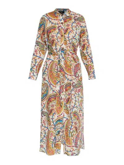 Etro Belted Paisley-print Cotton-voile Midi Shirt Dress In Multi