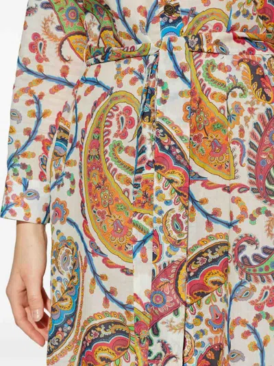 Etro Belted Paisley-print Cotton-voile Midi Shirt Dress In Multi