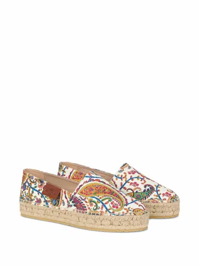 Etro Paisley Cotton Espadrilles Round Toe Sole In Multi