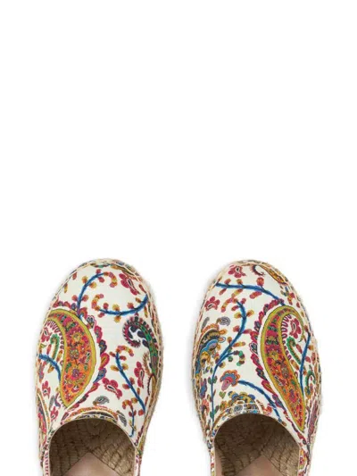 Etro Paisley Cotton Espadrilles Round Toe Sole In Multi