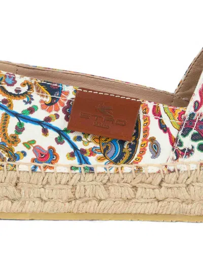 Etro Paisley Cotton Espadrilles Round Toe Sole In Multi