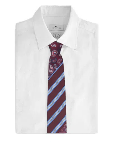 Etro Jacquard Patchwork Design Tie In Purple