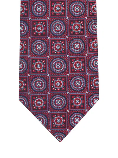 Etro Jacquard Patchwork Design Tie In Purple