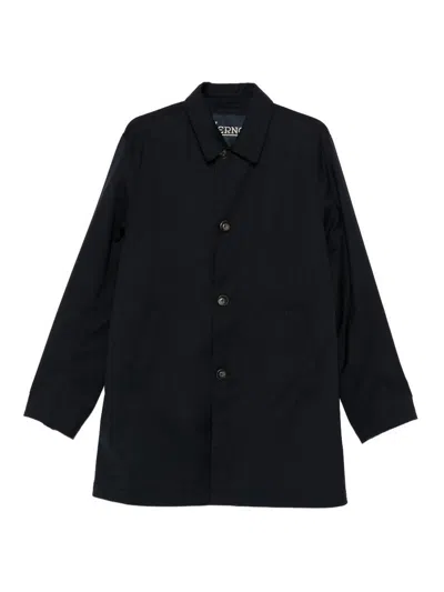 Herno 3 Layers Wool Storm Fabric Raincoat In Blue