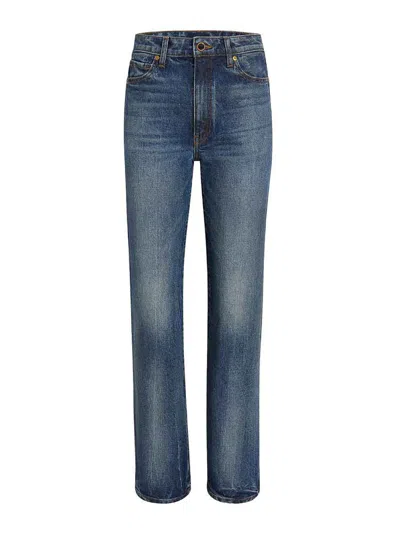 Khaite Danielle High Waist Straight Leg Jeans In Blue