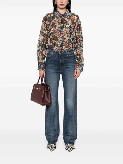 Khaite Danielle High Waist Straight Leg Jeans In Blue