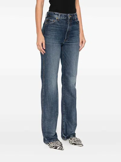 Khaite Danielle High Waist Straight Leg Jeans In Blue