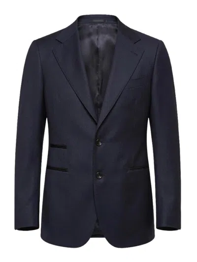Franzese Collection Wool Single-breasted Blazer In Blue