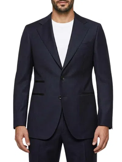 Franzese Collection Wool Single-breasted Blazer In Blue