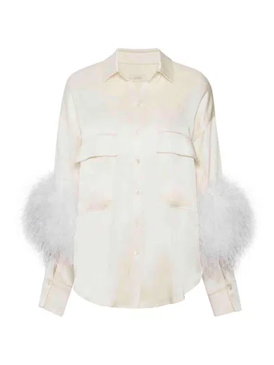 Lapointe Flap-pockets Ostrich-feather Shirt In White