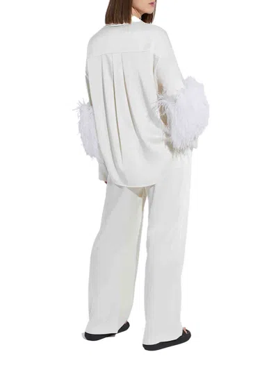 Lapointe Flap-pockets Ostrich-feather Shirt In White