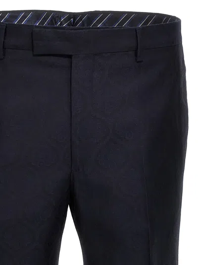 Etro Blue Slim Flat Front Pants In Blue