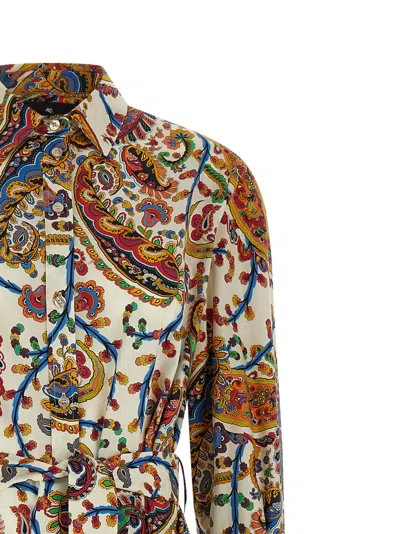 Etro Belted Paisley-print Cotton-voile Midi Shirt Dress In Multi