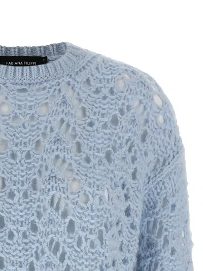 Fabiana Filippi Women Light Blue Openwork Sweater, M Luxury Sweaters & Knitwear For Women Darveys