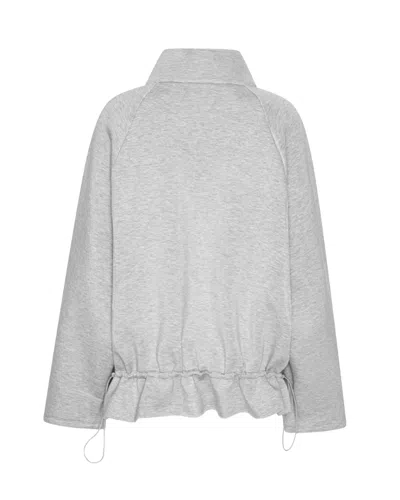 Rotate Birger Christensen Half Zip Light Grey Melange Scuba Jacket In Gray