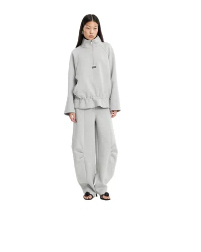 Rotate Birger Christensen Half Zip Light Grey Melange Scuba Jacket In Gray