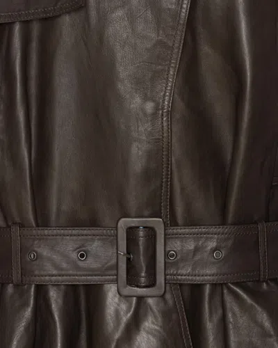 Rotate Birger Christensen Giacca Biker In Pelle Di Agnello Marrone Scuro Con Cintura Rotate In Brown