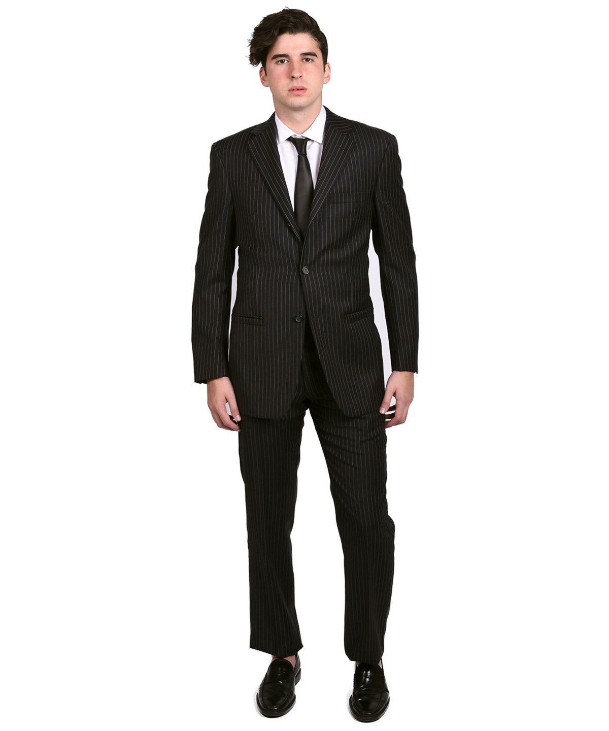 Versace Collection Men's Pinstripe Two-piece Wool Suit Black/white In ...