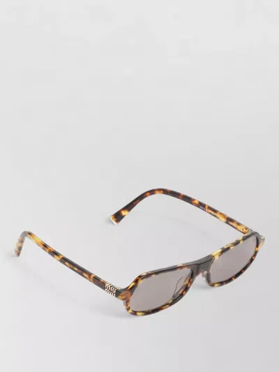 Miu Miu Rectangular Sunglasses Tortoiseshell Frame Design In Brown