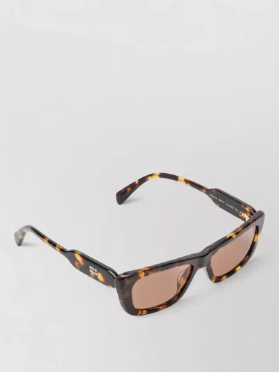 Miu Miu Rectangular Sunglasses Tortoiseshell Frame Modern Design In Brown