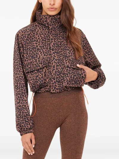 The Upside Ludlow Ace Leopard-print Track Jacket In Brown
