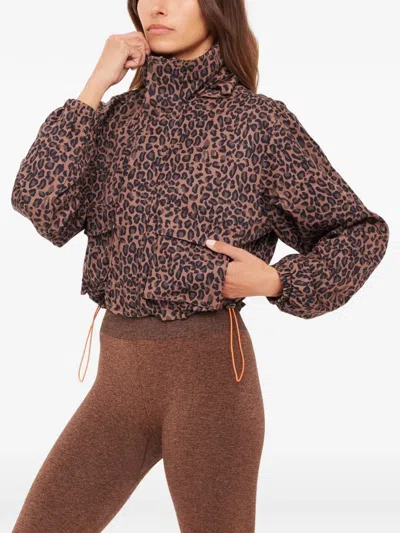The Upside Ludlow Ace Leopard-print Track Jacket In Brown