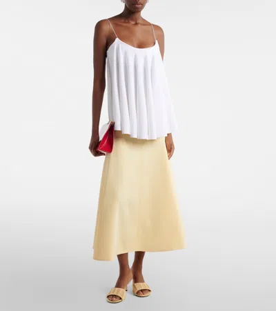 Jacquemus White Pleated Open Back Flowy Top In White