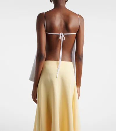 Jacquemus White Pleated Open Back Flowy Top In White