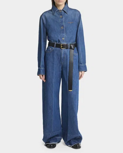 Givenchy Cropped Raw-edge Cotton Denim Jacket In Blue