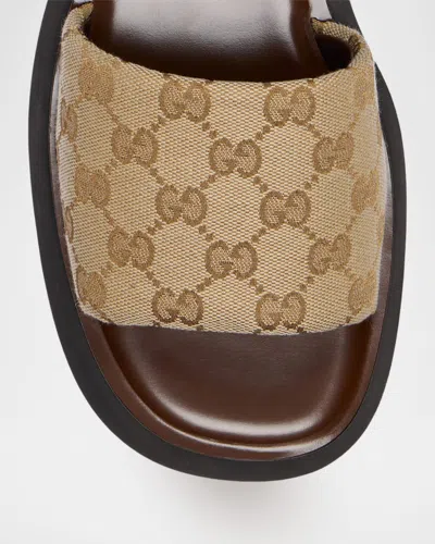 Gucci 45mm North Gg Monogram Canvas Platform Sandals In Black
